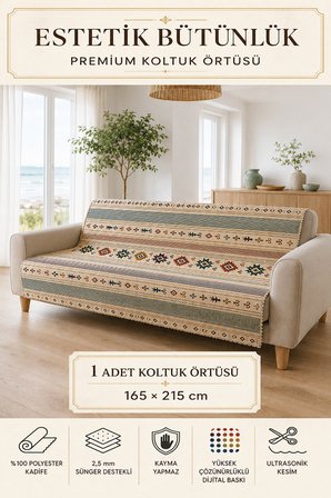 Çok Amaçlı Modern Bohem Kadife Koltuk Örtüsü,Çekyat Örtüsü Piknik Örtüsü Masa örtüsü Kaymaz Süngerli