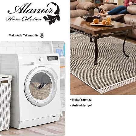 Dekoreko Kaymaz Taban Djt Salon Halısı Star Pamuk Saçaklı Modern Mu134