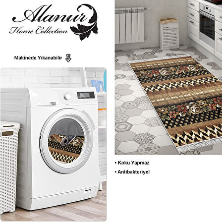 Dekoreko Kaymaz Taban Djt Mutfak Halısı Star Pamuk Saçaklı Modern Mu127