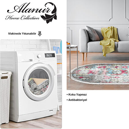 Dekoreko Kaymaz Taban Djt Salon Halısı Yıldız Deri Saçaklı Oval Modern F5138