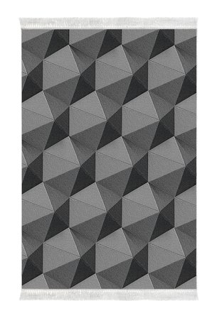 Kaymaz Dijital Mutfak & Salon Halı Trend Saçaklı Geometrik E5010