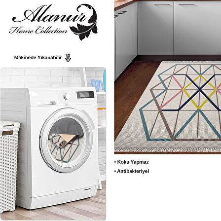 Dekoreko Kaymaz Taban Djt Mutfak Halısı Yıldız Deri Saçaklı Modern P1525