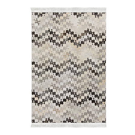 Dekoreko Kaymaz Taban Djt Salon Halısı Yıldız Deri Saçaklı Modern 1675