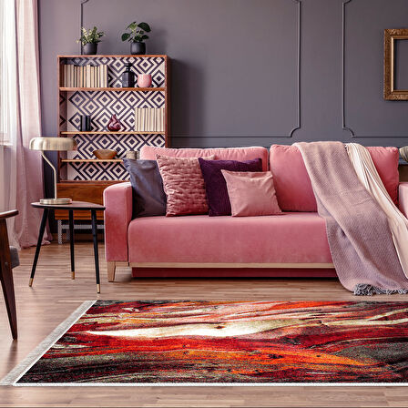Dekoreko Kaymaz Taban Djt Salon Halısı Trend Saçaklı Modern S5050