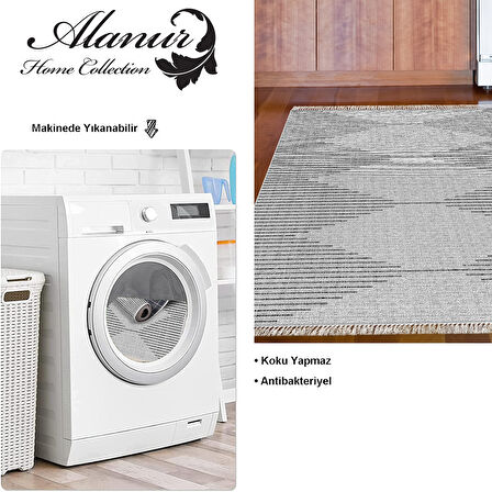 Dekoreko Kaymaz Taban Djt Mutfak Halısı Star Pamuk Saçaklı İskandinav F5085