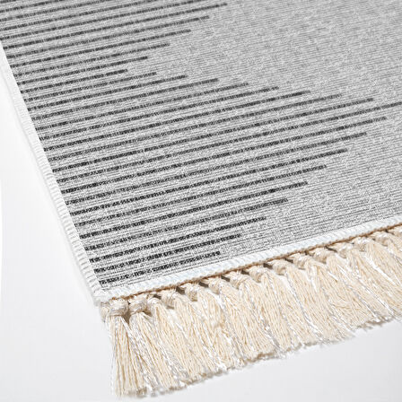 Dekoreko Kaymaz Taban Djt Mutfak Halısı Star Pamuk Saçaklı İskandinav F5085