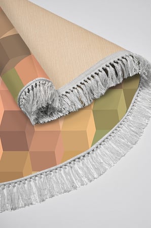 Kaymaz Dijital Mutfak & Salon Halı Yıldız Deri Saçaklı Yuvarlak Geometrik E5014
