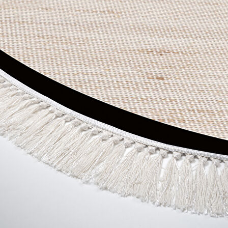 Alanur Home Kaymaz Taban Djt Banyo Mutfak Salon Halı  Trend Saçaklı Oval Dokuma Desen E5007