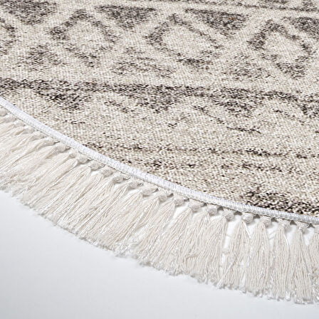 Dekoreko Kaymaz Taban Djt Salon Halısı Star Pamuk Saçaklı Oval İskandinav F5078