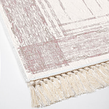 Dekoreko Kaymaz Taban Djt Salon Halısı Star Pamuk Saçaklı Modern M5076