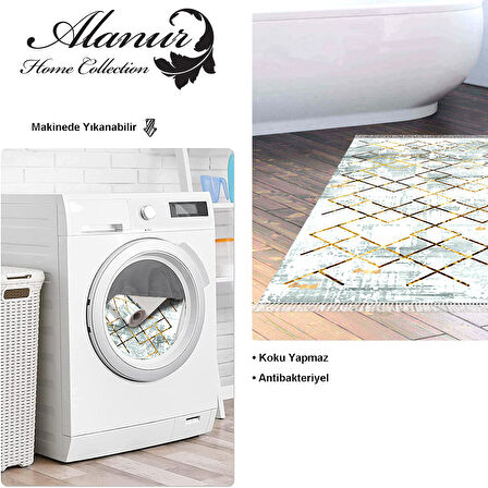 Dekoreko Kaymaz Taban Djt Banyo Halısı Trend Saçaklı Modern M5026
