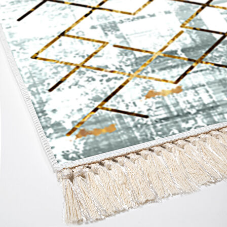 Dekoreko Kaymaz Taban Djt Banyo Halısı Trend Saçaklı Modern M5026