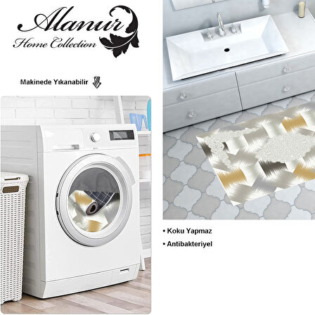 Dekoreko Kaymaz Taban Djt Banyo Halısı Star Pamuk Modern S1030