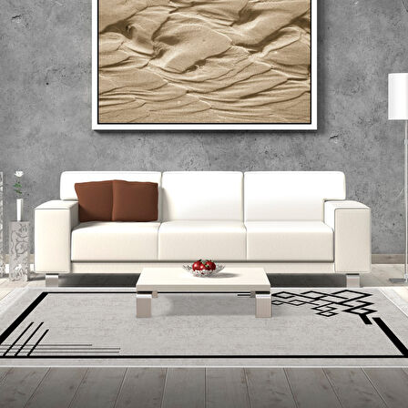 Dekoreko Kaymaz Taban Djt Salon Halısı Yıldız Deri Saçaklı Modern 1919