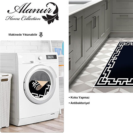 Dekoreko Kaymaz Taban Djt Mutfak Halısı Yıldız Deri Modern F5035