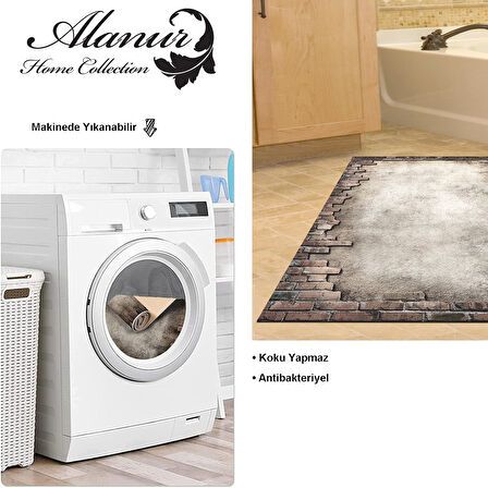 Dekoreko Kaymaz Taban Djt Banyo Halısı Yıldız Deri Modern F5049