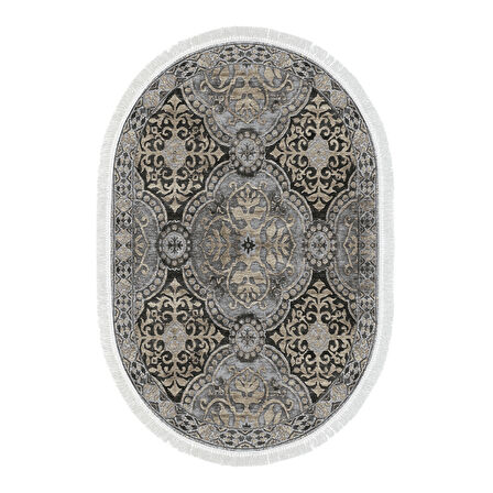 Dekoreko Kaymaz Taban Djt Mutfak Halısı Trend Saçaklı Oval Modern 659M