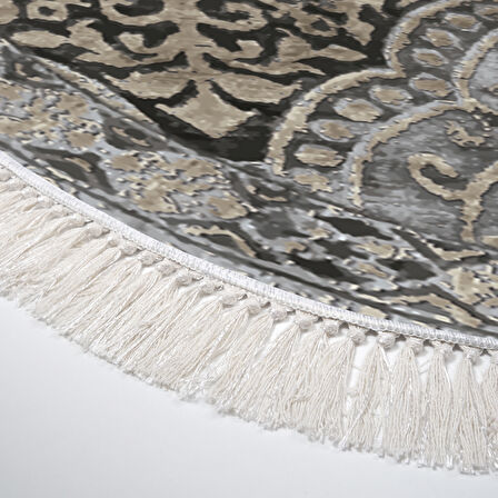 Dekoreko Kaymaz Taban Djt Mutfak Halısı Trend Saçaklı Oval Modern 659M