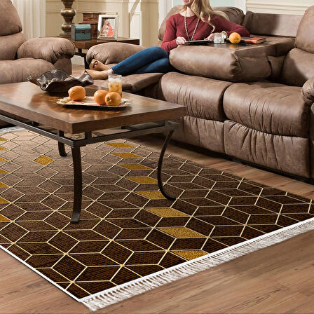 Dekoreko Kaymaz Taban Djt Salon Halısı Trend Saçaklı Modern 719