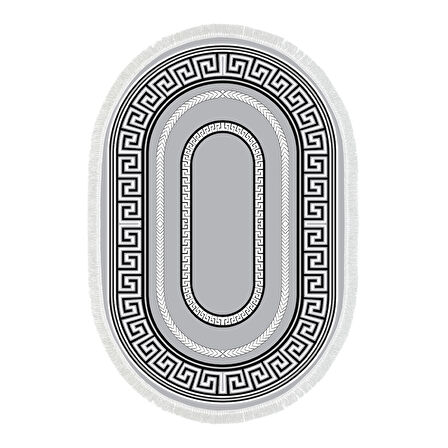 Dekoreko Kaymaz Taban Djt Banyo Halısı Yıldız Deri Saçaklı Oval Modern 651M