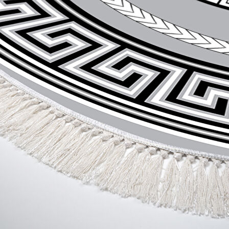 Dekoreko Kaymaz Taban Djt Banyo Halısı Yıldız Deri Saçaklı Oval Modern 651M