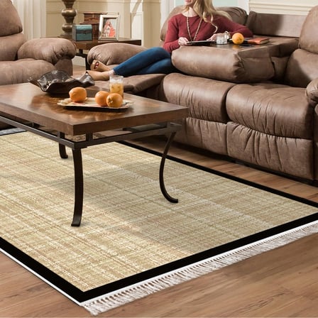 Alanur Home Kaymaz Taban Djt Banyo Mutfak Salon Halı Yıldız Deri Saçaklı Dokuma Desen E5007