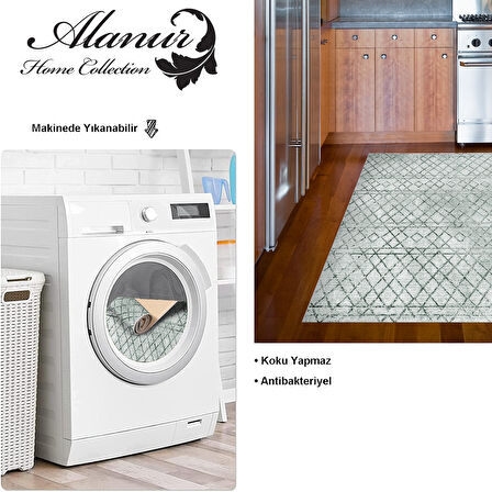 Dekoreko Kaymaz Taban Djt Mutfak Halısı Yıldız Deri İskandinav F5079