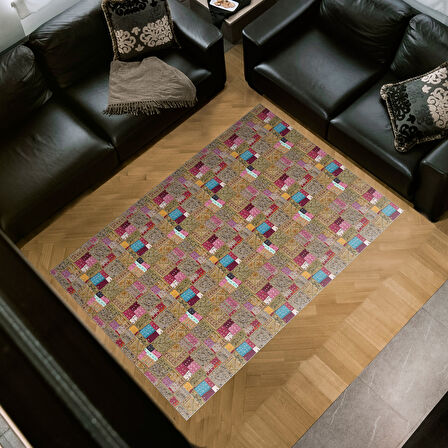 Dekoreko Kaymaz Taban Djt Salon Halısı Star Pamuk Modern 2155M