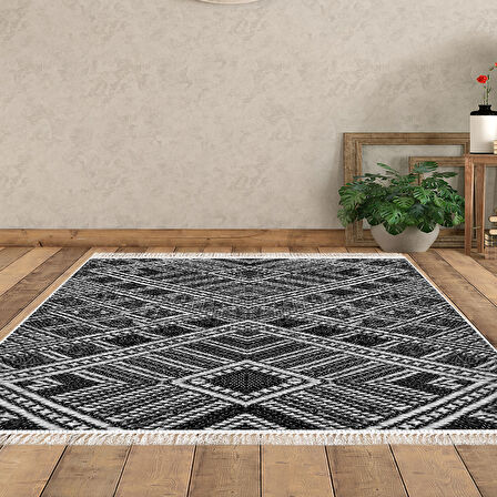 Dekoreko Kaymaz Taban Djt Salon Halısı Star Pamuk Saçaklı Modern 2029