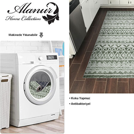 Dekoreko Kaymaz Taban Djt Mutfak Halısı Star Pamuk İskandinav F5078