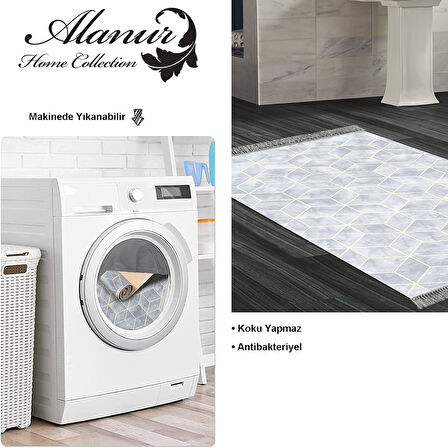 Dekoreko Kaymaz Taban Djt Banyo Halısı Yıldız Deri Saçaklı Modern 627M