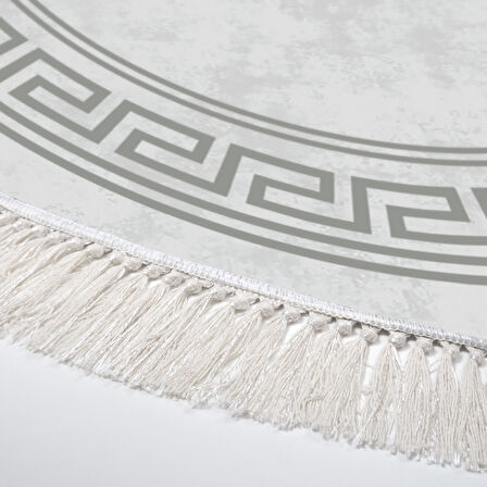 Dekoreko Kaymaz Taban Djt Mutfak Halısı Trend Saçaklı Yuvarlak Modern 626M