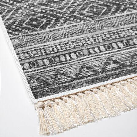 Dekoreko Kaymaz Taban Djt Mutfak Halısı Yıldız Deri Saçaklı İskandinav F5087