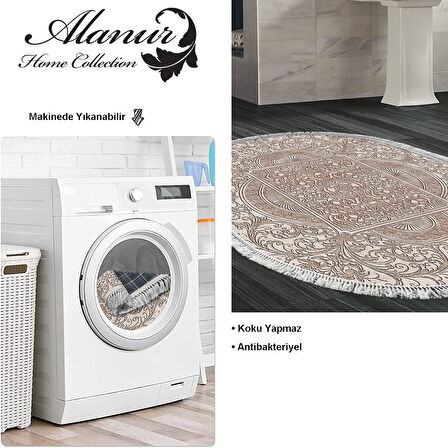 Dekoreko Kaymaz Taban Djt Banyo Halısı Star Pamuk Saçaklı Oval Modern 1488