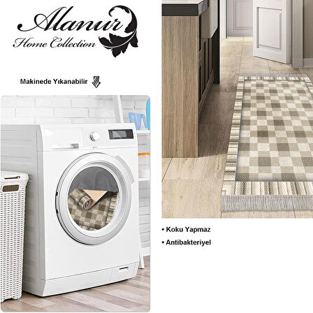 Dekoreko Kaymaz Taban Djt Mutfak Halısı Yıldız Deri Saçaklı Modern 1913