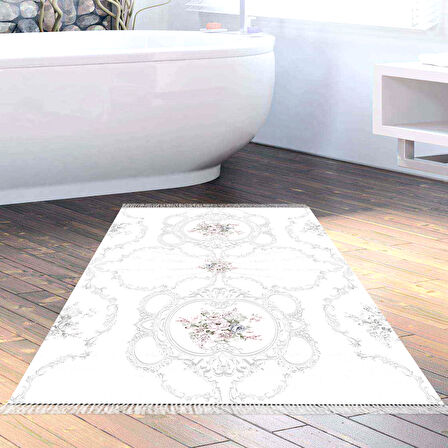 Dekoreko Kaymaz Taban Djt Banyo Halısı Trend Saçaklı Modern 1494