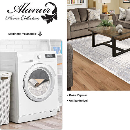 Dekoreko Kaymaz Taban Djt Salon Halısı Yıldız Deri Saçaklı Modern M5076