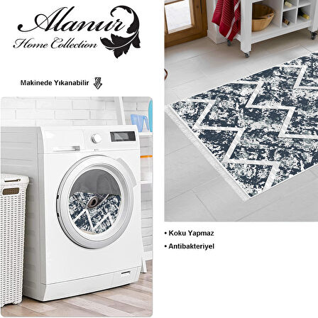 Dekoreko Kaymaz Taban Djt Mutfak Halısı Star Pamuk Saçaklı İskandinav F5128