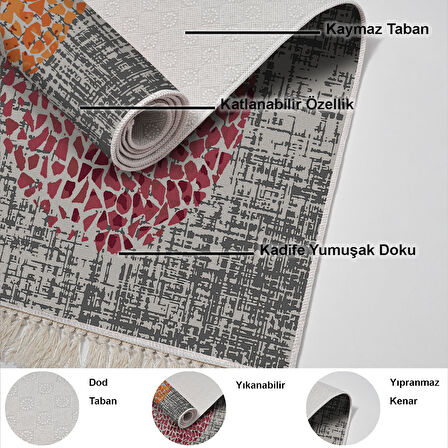 Dekoreko Kaymaz Taban Djt Mutfak Halısı Trend Saçaklı Modern E4052