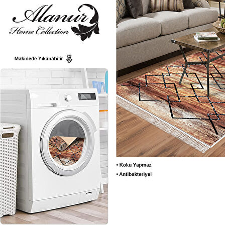 Dekoreko Kaymaz Taban Djt Salon Halısı Yıldız Deri Saçaklı Modern M5006