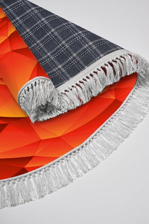 Kaymaz Dijital Mutfak & Salon Halı Star Pamuk Saçaklı Oval Geometrik E5011