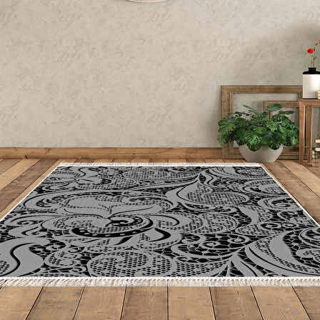 Dekoreko Kaymaz Taban Djt Salon Halısı Trend Saçaklı Modern Mu145