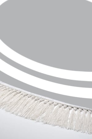 Dijital Baskılı Yuvarlak Salon Halısı | Kaymaz Yıkanabilir | Keçe Taban Saçaklı | Geometrik | 1696