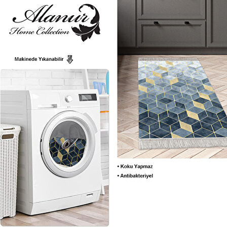 Dekoreko Kaymaz Taban Djt Mutfak Halısı Star Pamuk Saçaklı İskandinav 2146M