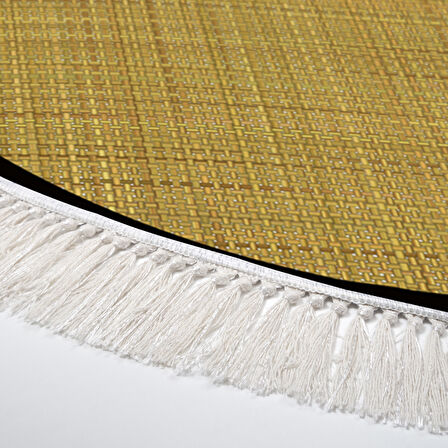 Alanur Home Kaymaz Taban Djt Banyo Mutfak Salon Halı Yıldız Deri Saçaklı Yuvarlak Dokuma Desen E5007