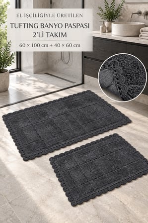 Alanur Bodrum Tufting Cotton Pamuklu El Işi Örgülü 2 li Paspas 109
