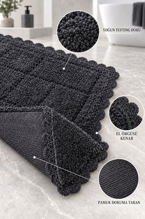 Alanur Bodrum Tufting Cotton Pamuklu El Işi Örgülü 2 li Paspas 109