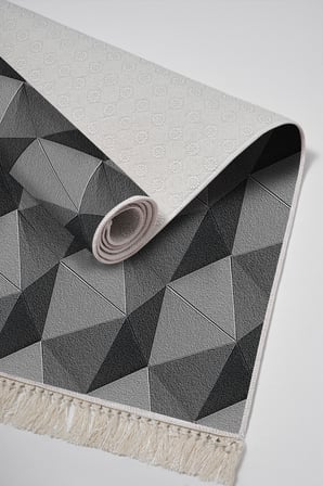 Kaymaz Dijital Mutfak & Salon Halı Trend Saçaklı Geometrik E5010