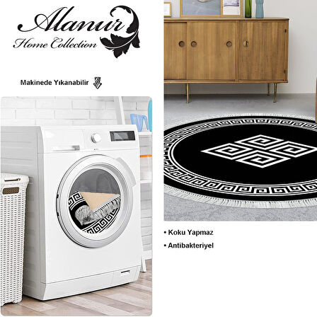 Dekoreko Kaymaz Taban Djt Salon Halısı Yıldız Deri Saçaklı Yuvarlak Modern 656M