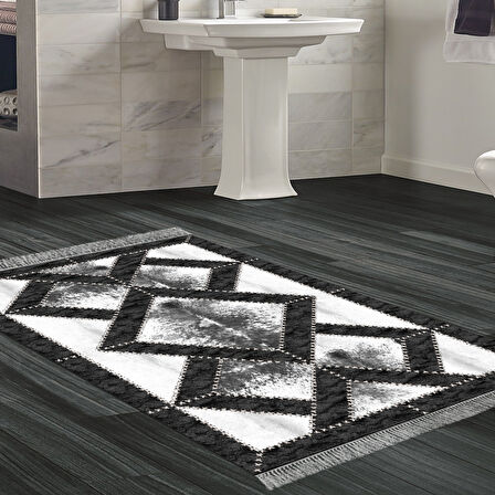 Dekoreko Kaymaz Taban Djt Banyo Halısı Trend Saçaklı Modern 722
